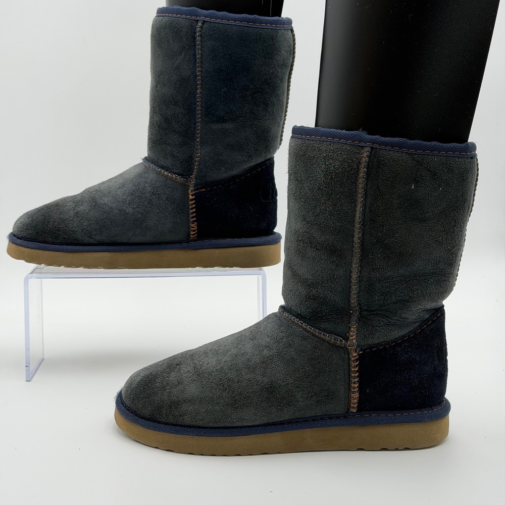 AUSTRALIA UGG ORIGINAL Womens 5 Blue Sheepskin Suede Classic Short Boots Aussie